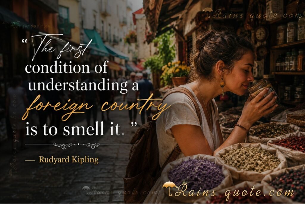“The first condition of understanding a foreign country is to smell it.”