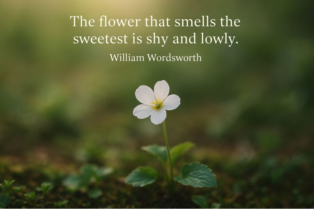 “The flower that smells the sweetest is shy and lowly.”