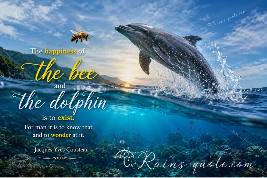 “The happiness of the bee and the dolphin is to exist. For man it is to know that and to wonder at it.”