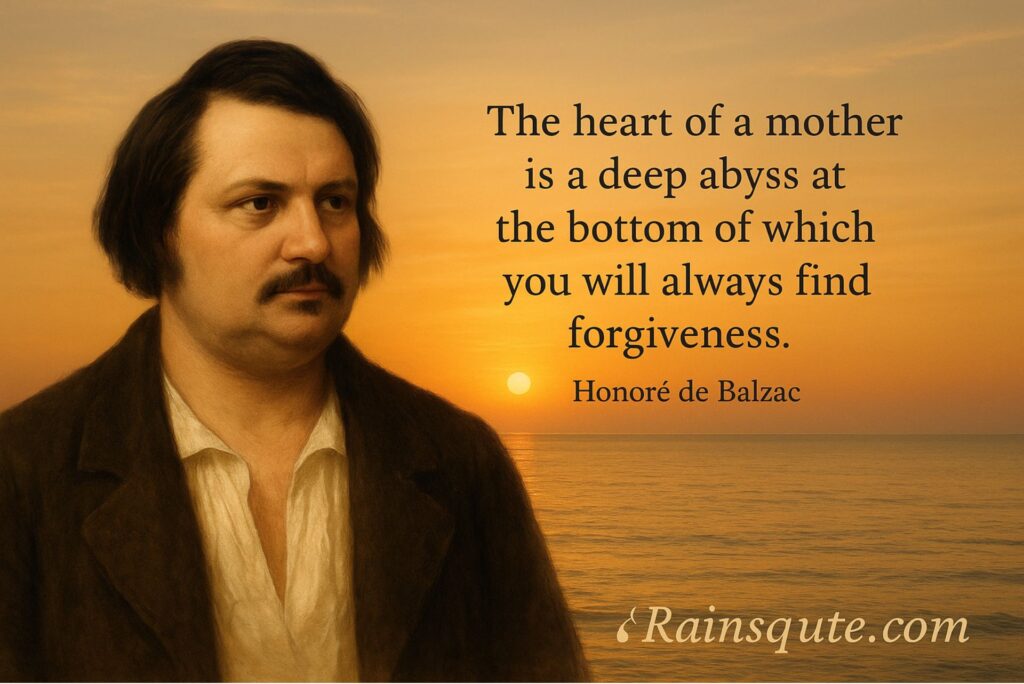 “The heart of a mother is a deep abyss at the bottom of which you will always find forgiveness.”