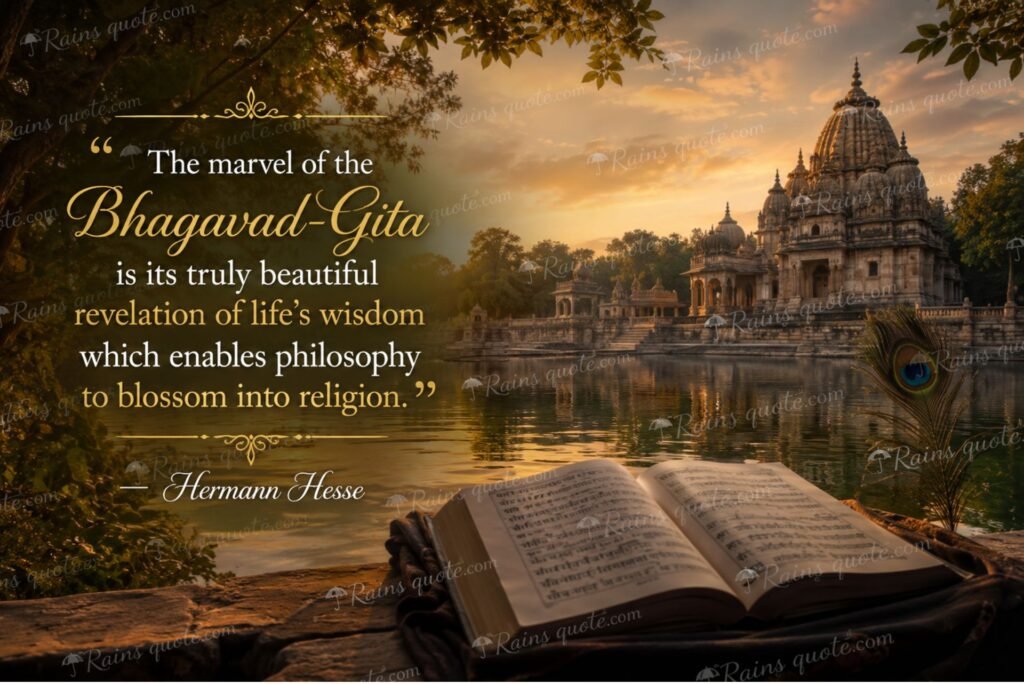 “The marvel of the Bhagavad-Gita is its truly beautiful revelation of life's wisdom which enables philosophy to blossom into religion.”