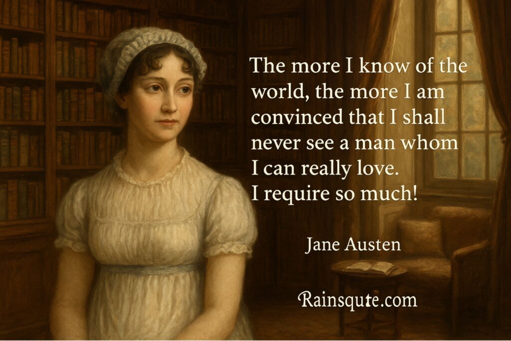 “The more I know of the world, the more I am convinced that I shall never see a man whom I can really love. I require so much!”
