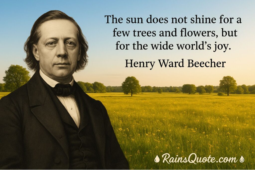 “The sun does not shine for a few trees and flowers, but for the wide world’s joy.”
