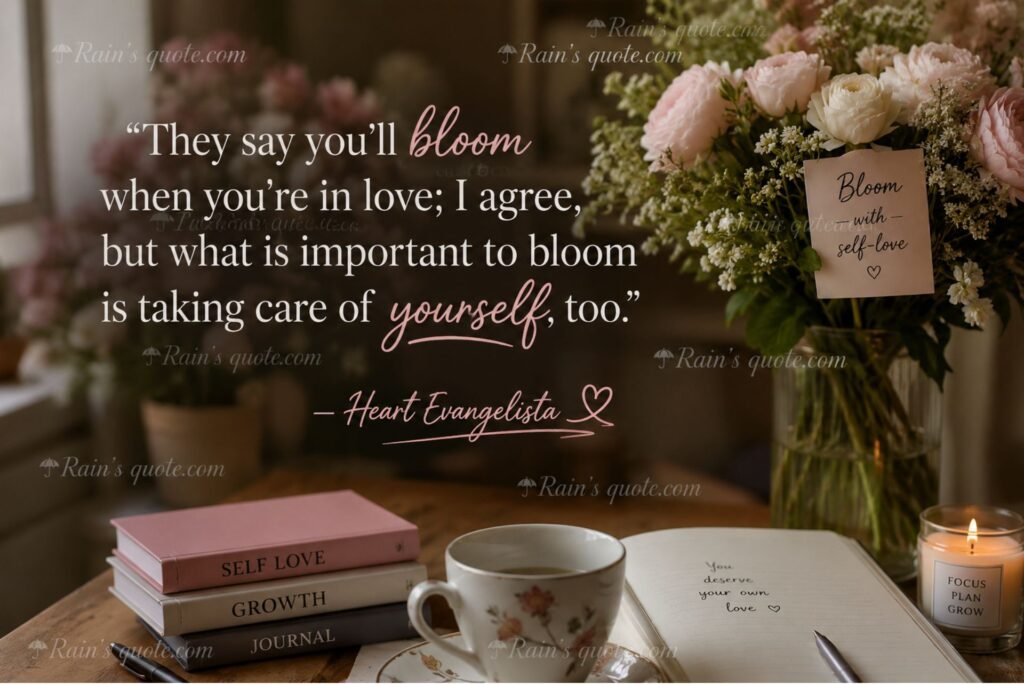 “They say you'll bloom when you're in love; I agree, but what is important to bloom is taking care of yourself, too.”