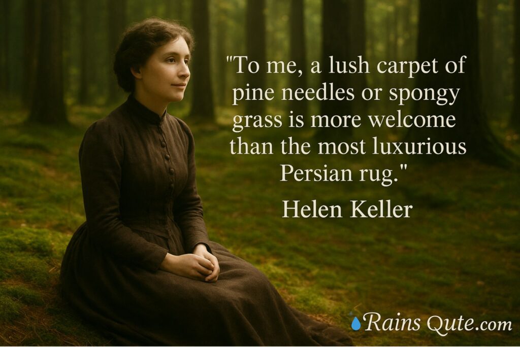 “To me, a lush carpet of pine needles or spongy grass is more welcome than the most luxurious Persian rug.”