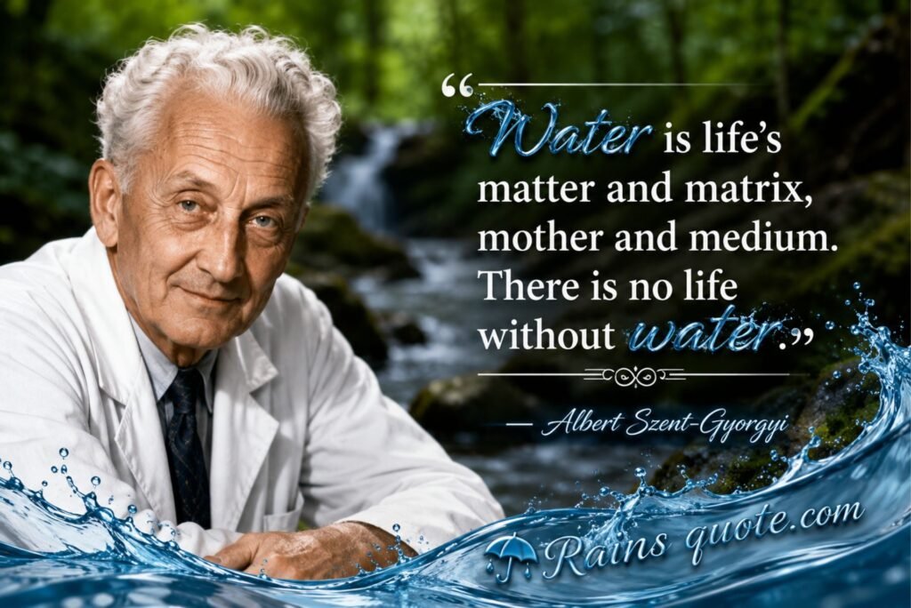  “Water is life's matter and matrix, mother and medium. There is no life without water.”