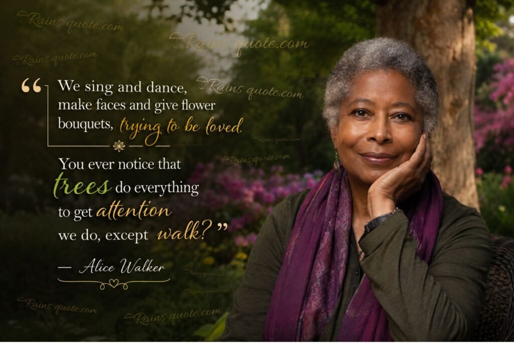 “We sing and dance, make faces and give flower bouquets, trying to be loved. You ever notice that trees do everything to get attention we do, except walk?”