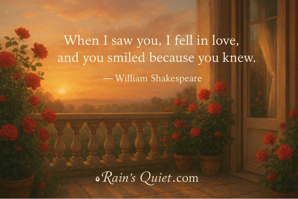 "When I saw you, I fell in love, and you smiled because you knew."