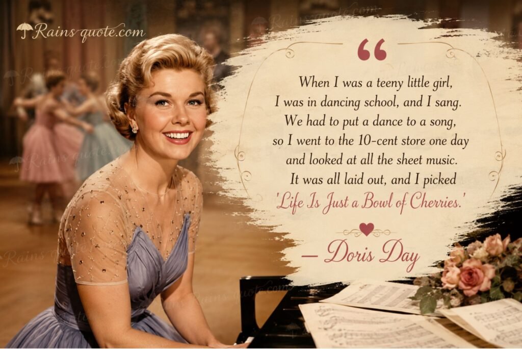 “When I was a teeny little girl, I was in dancing school, and I sang. We had to put a dance to a song, so I went to the 10-cent store one day and looked at all the sheet music. It was all laid out, and I picked 'Life Is Just a Bowl of Cherries.'”