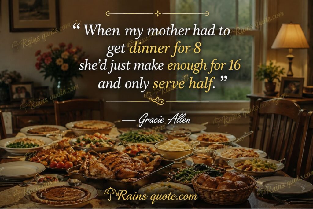 “When my mother had to get dinner for 8 she'd just make enough for 16 and only serve half.”