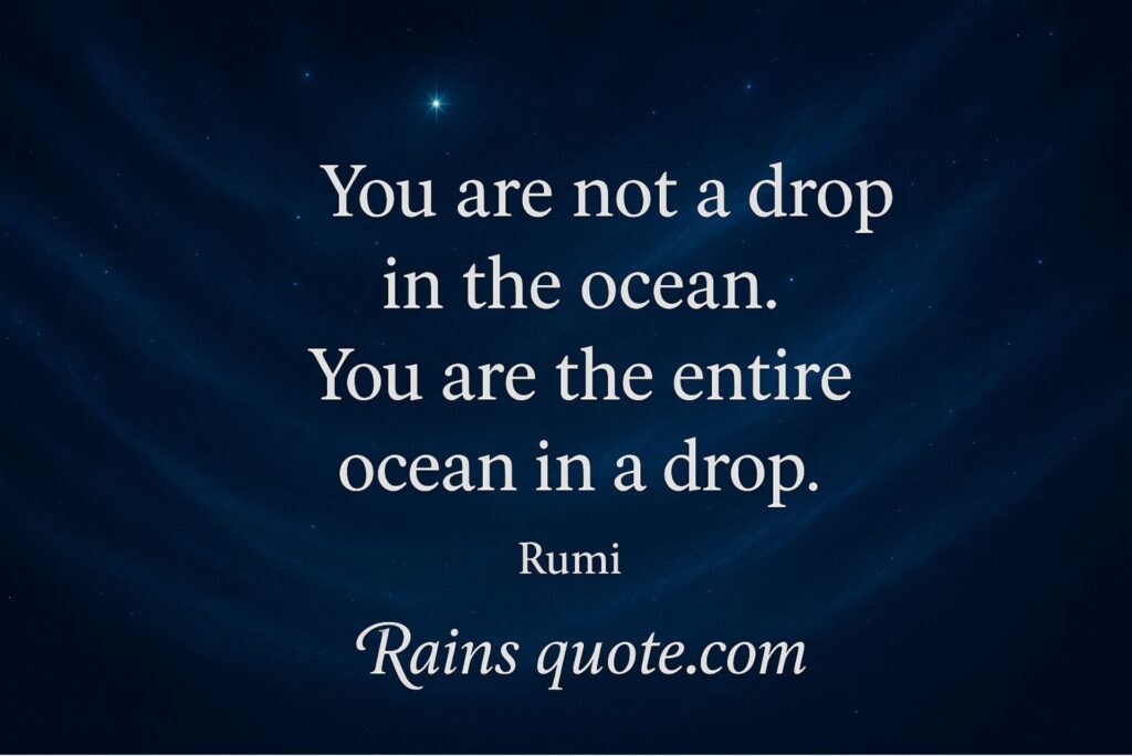 “You are not a drop in the ocean. You are the entire ocean in a drop.”