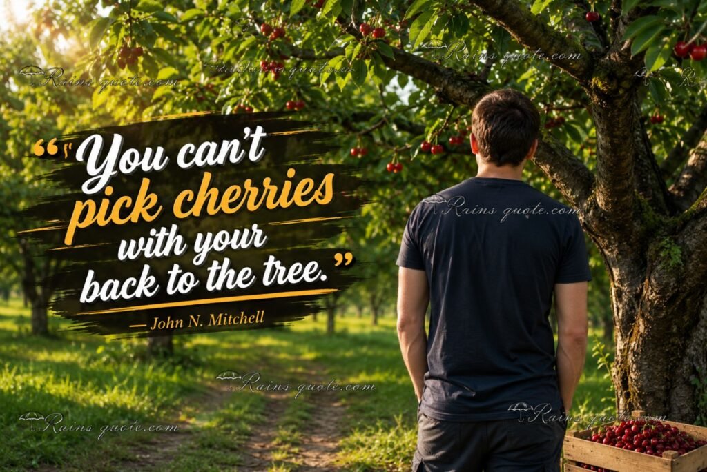 “You can't pick cherries with your back to the tree.”