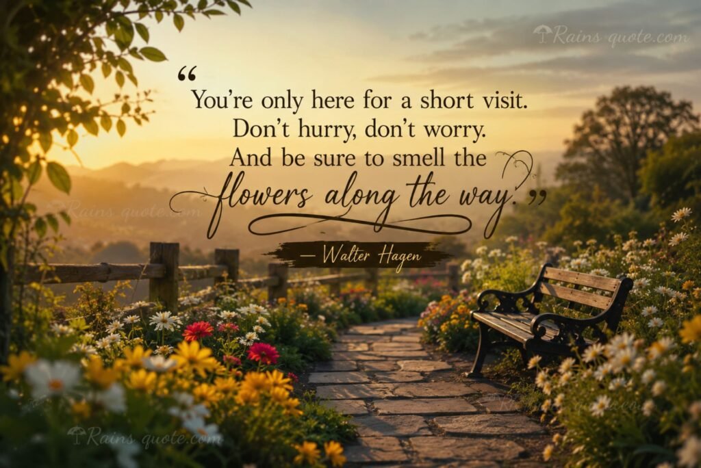 “You’re only here for a short visit. Don’t hurry, don’t worry. And be sure to smell the flowers along the way.”