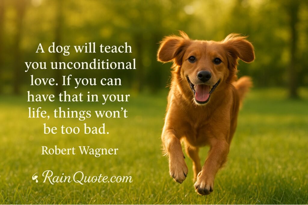 “A dog will teach you unconditional love. If you can have that in your life, things won’t be too bad.” 