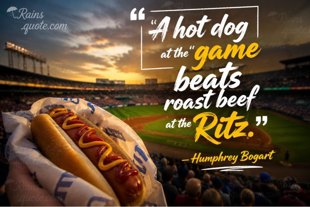 “A hot dog at the game beats roast beef at the Ritz.”