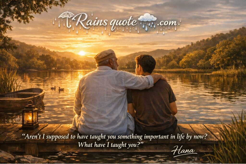 “Aren’t I supposed to have taught you something important in life by now? What have I taught you?”