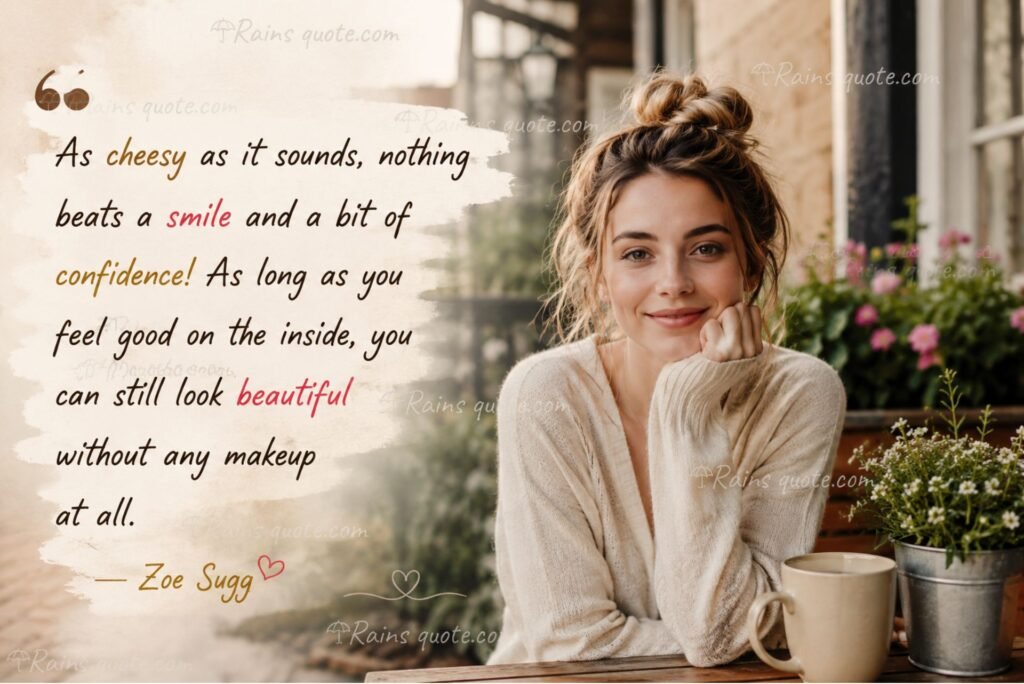 “As cheesy as it sounds, nothing beats a smile and a bit of confidence! As long as you feel good on the inside, you can still look beautiful without any makeup at all.”