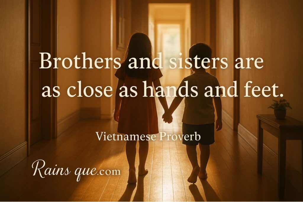 “Brothers and sisters are as close as hands and feet.”