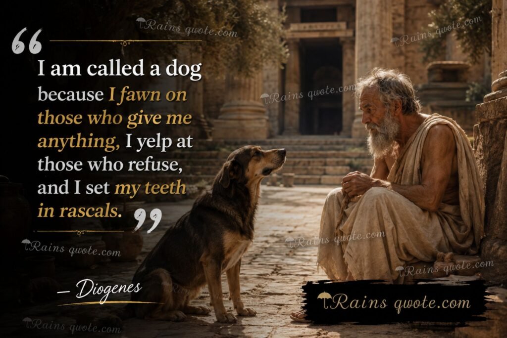 “I am called a dog because I fawn on those who give me anything, I yelp at those who refuse, and I set my teeth in rascals.”