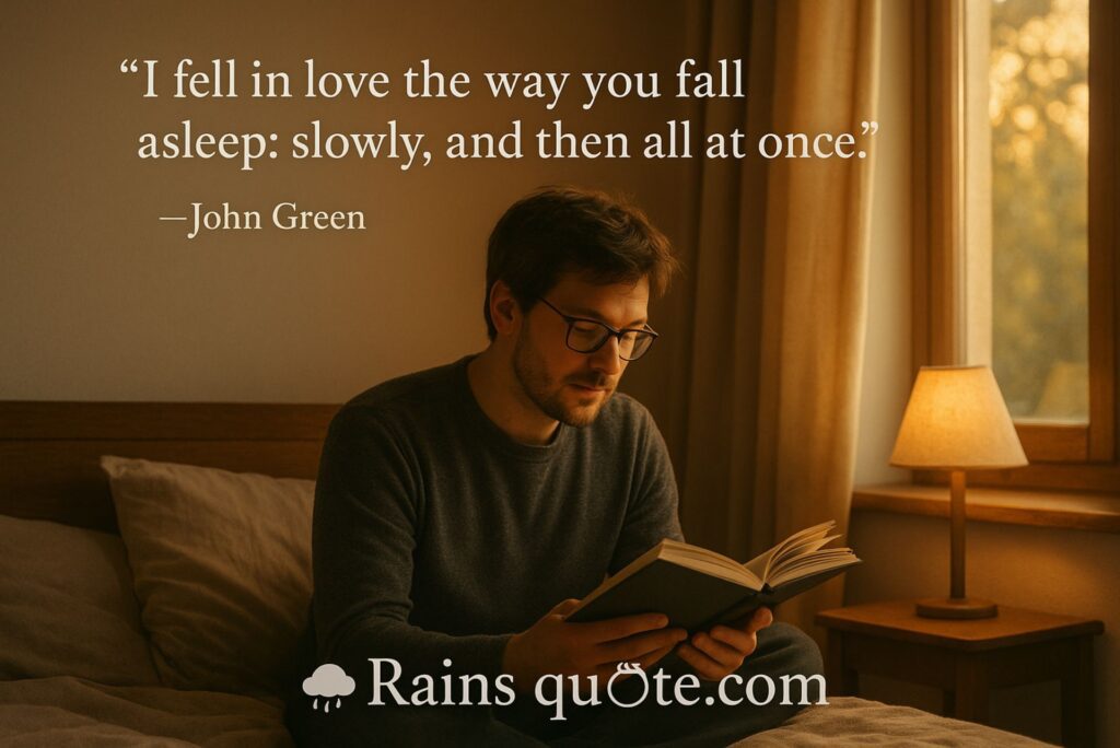 “I fell in love the way you fall asleep: slowly, and then all at once.” 