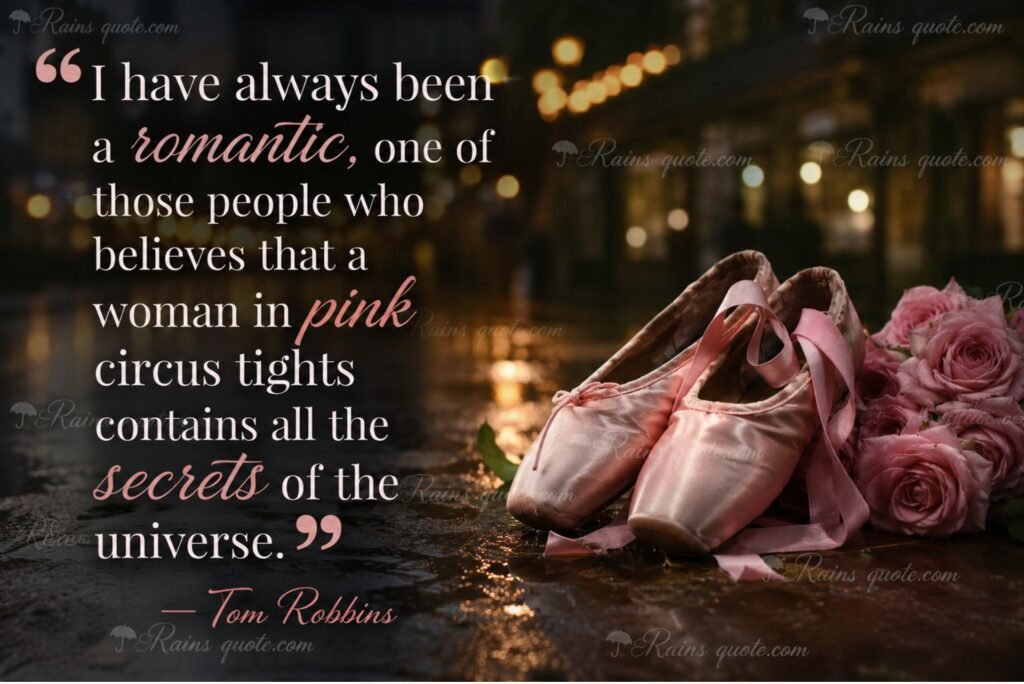 “I have always been a romantic, one of those people who believes that a woman in pink circus tights contains all the secrets of the universe.”