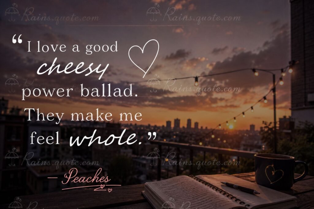 “I love a good cheesy power ballad. They make me feel whole.”