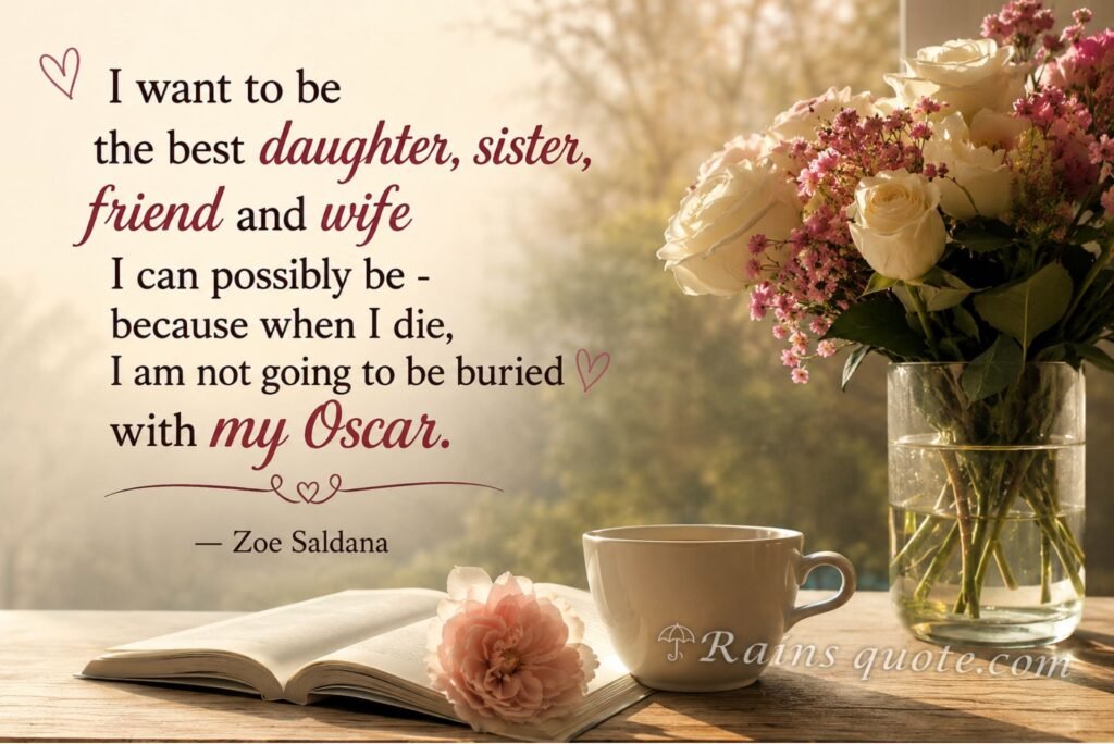 “I want to be the best daughter, sister, friend and wife I can possibly be - because when I die, I am not going to be buried with my Oscar.” 
