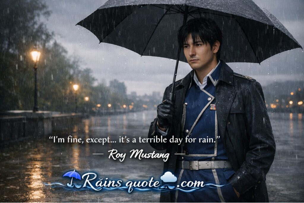 “I’m fine, except… It’s a terrible day for rain.”