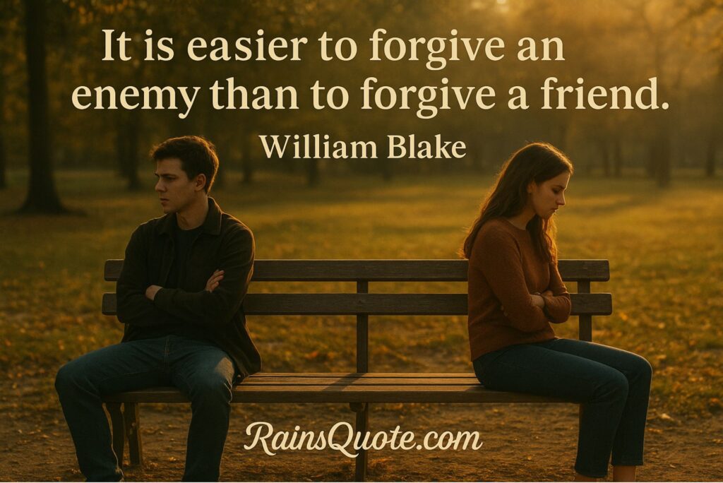 “It is easier to forgive an enemy than to forgive a friend.” 