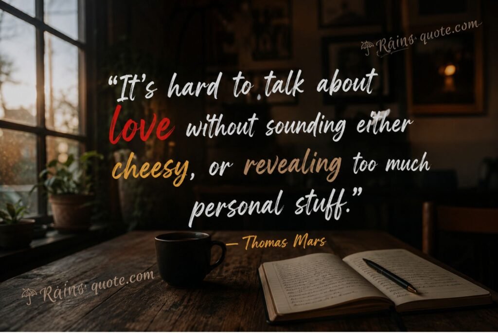 “It's hard to talk about love without sounding either cheesy, or revealing too much personal stuff.”