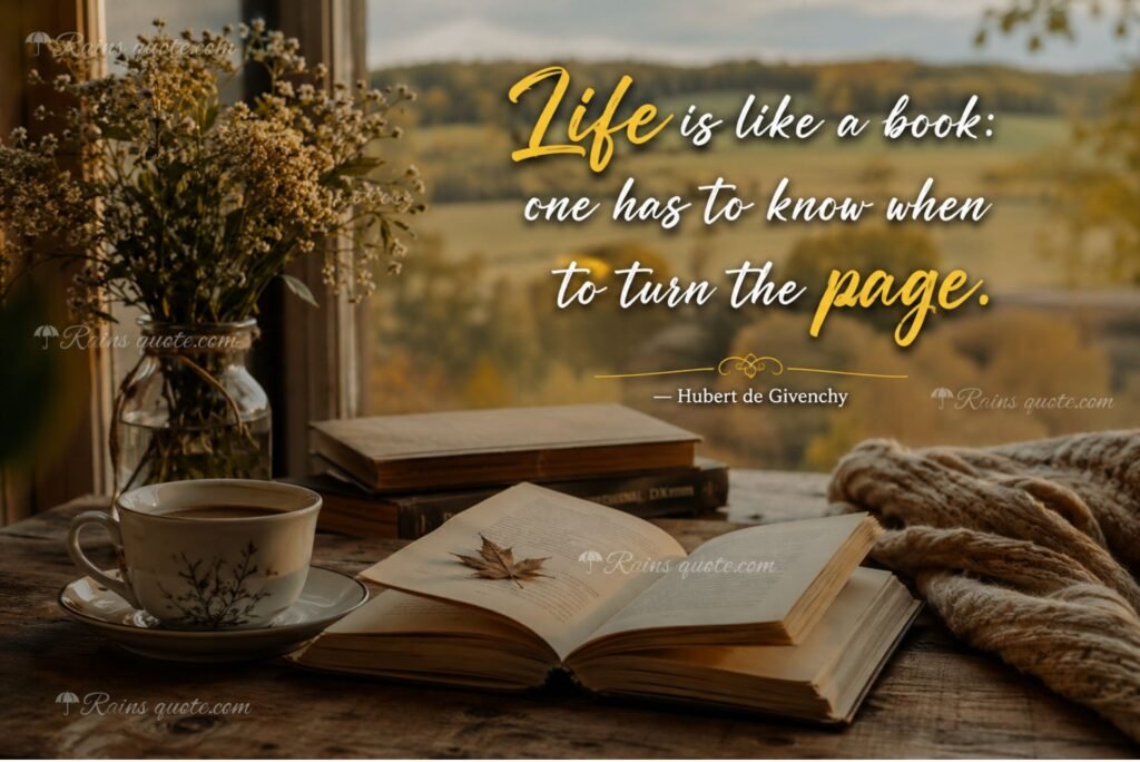 “Life is like a book: one has to know when to turn the page.”