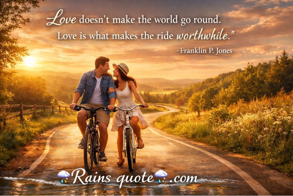 “Love doesn’t make the world go round. Love is what makes the ride worthwhile.”