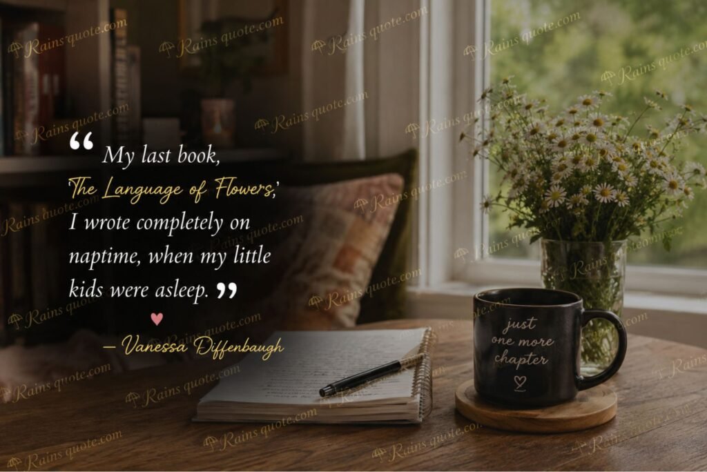 “My last book, 'The Language of Flowers,' I wrote completely on naptime, when my little kids were asleep.”