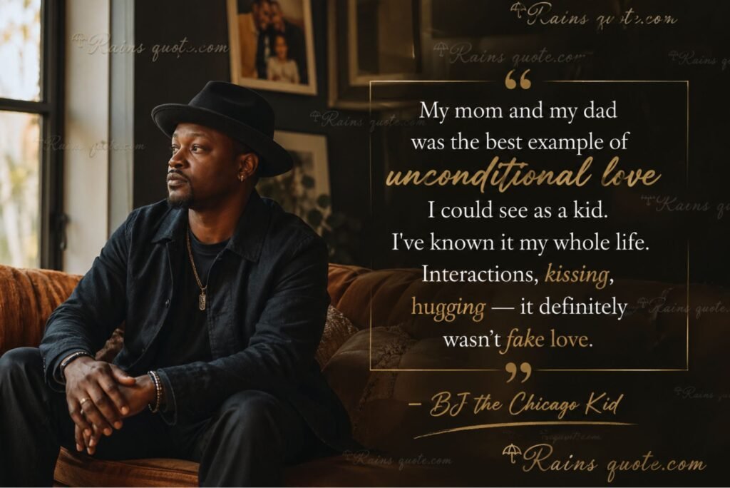 “My mom and my dad was the best example of unconditional love I could see as a kid. I've known it my whole life. Interactions, kissing, hugging — it definitely wasn't fake love.”