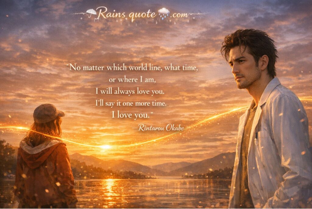 “No matter which world line, what time, or where I am, I will always love you. I’ll say it one more time. I love you.”