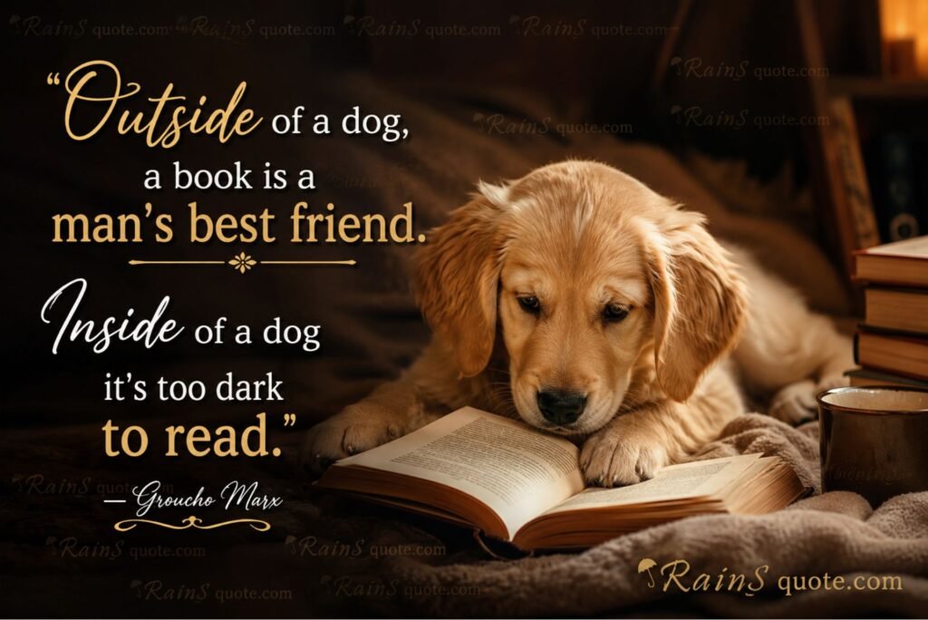 “Outside of a dog, a book is a man's best friend. Inside of a dog it's too dark to read.”