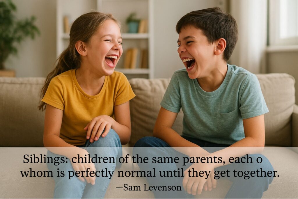 “Siblings: children of the same parents, each of whom is perfectly normal until they get together.”