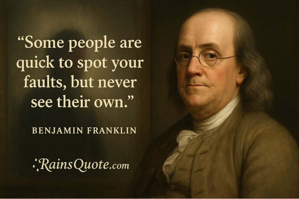 “Some people are quick to spot your faults, but never see their own.”