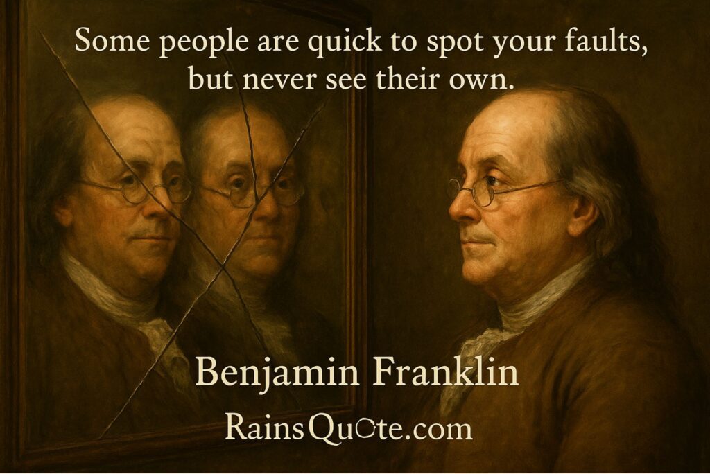 “Some people are quick to spot your faults, but never see their own.” 