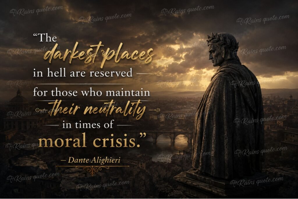 “The darkest places in hell are reserved for those who maintain their neutrality in times of moral crisis.”