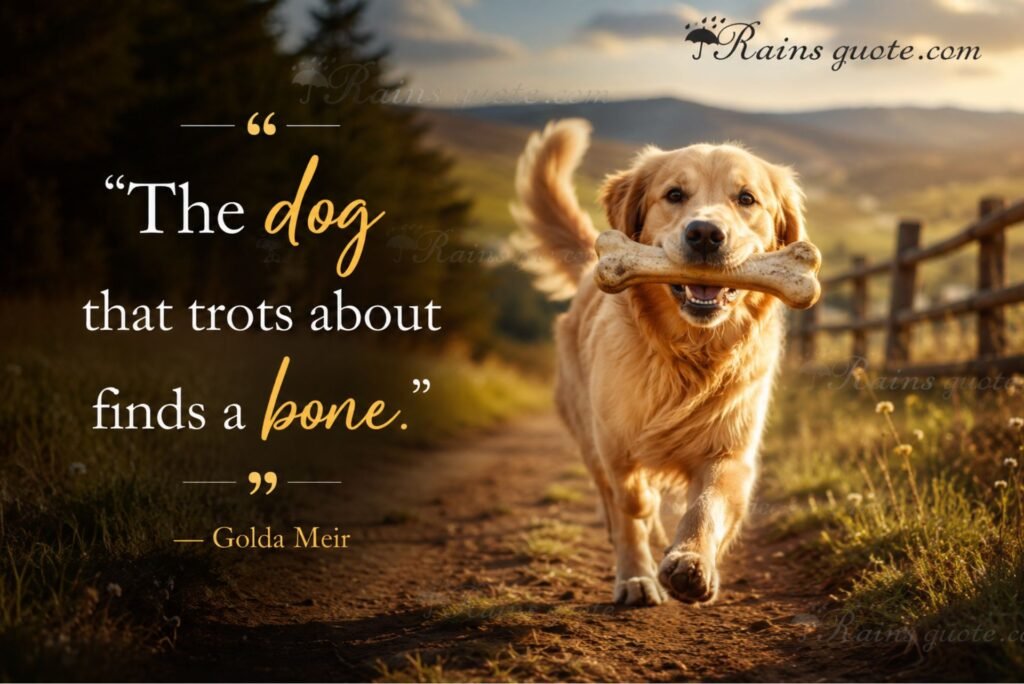 “The dog that trots about finds a bone.”