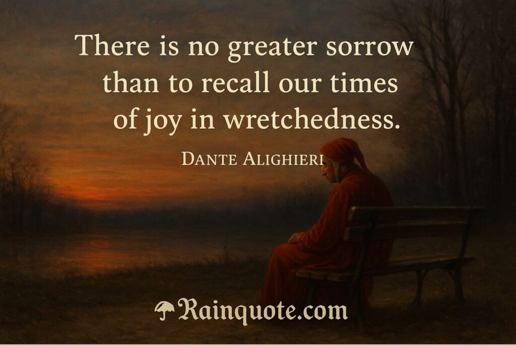 “There is no greater sorrow than to recall our times of joy in wretchedness.” 