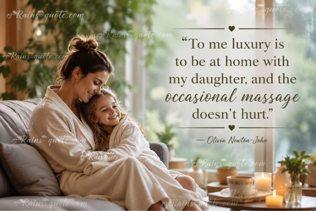 “To me luxury is to be at home with my daughter, and the occasional massage doesn't hurt.” 