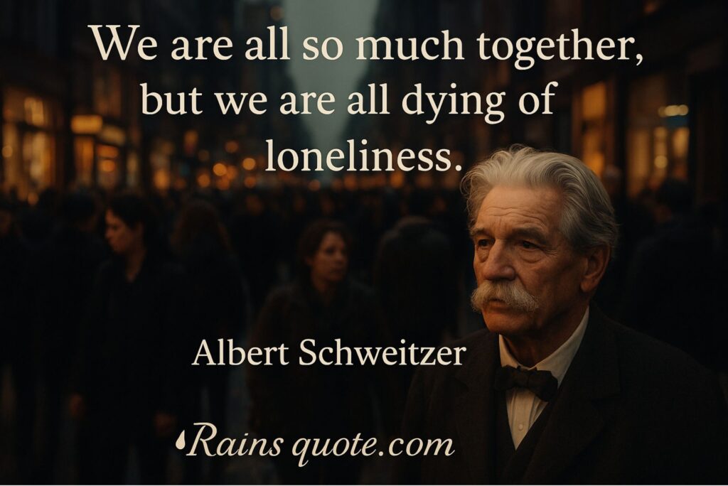 “We are all so much together, but we are all dying of loneliness.”