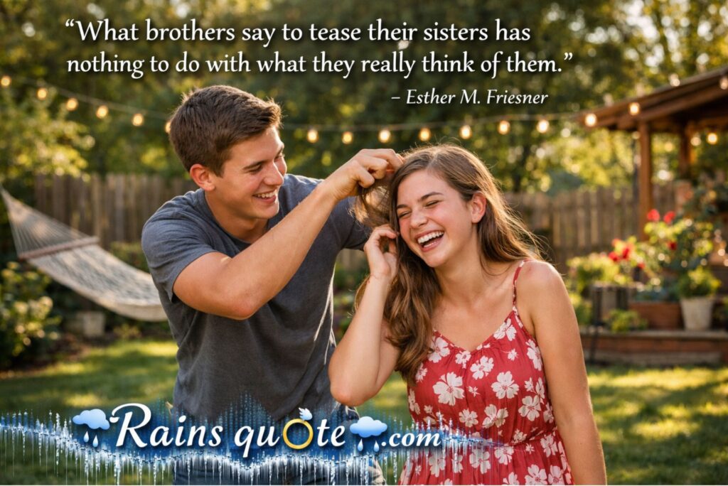 “What brothers say to tease their sisters has nothing to do with what they really think of them.”