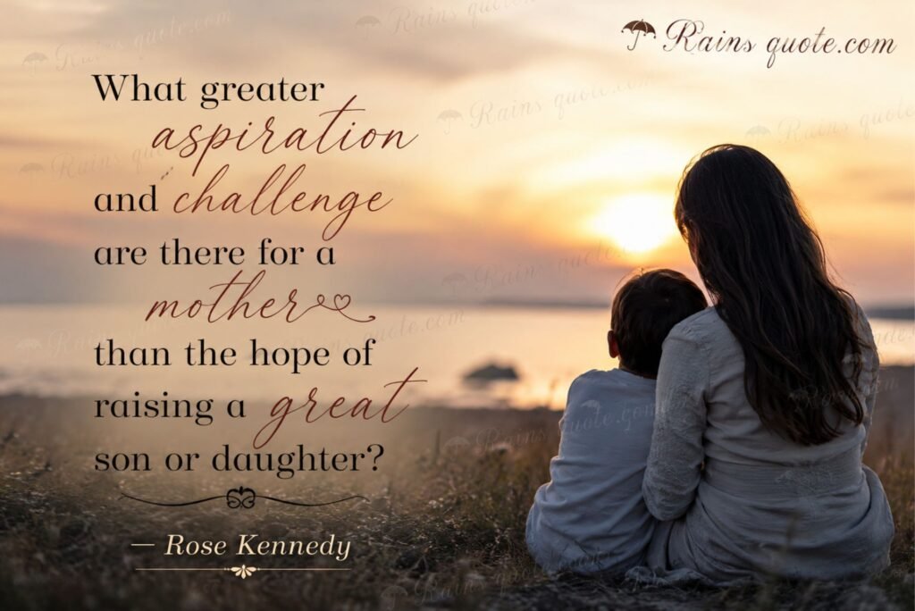“What greater aspiration and challenge are there for a mother than the hope of raising a great son or daughter?” 