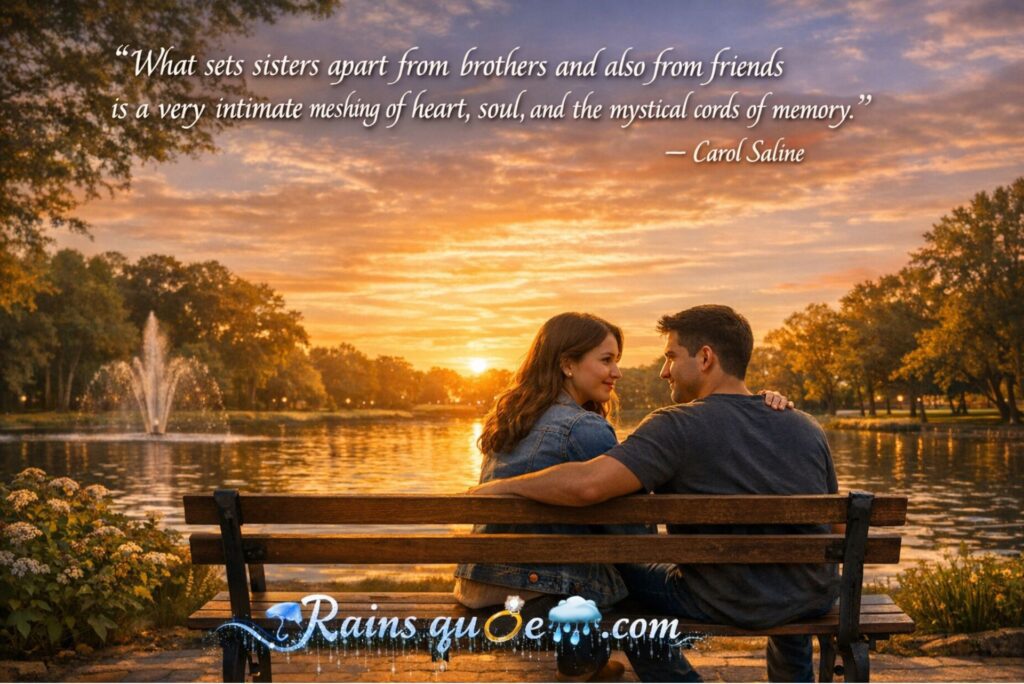 “What sets sisters apart from brothers and also from friends is a very intimate meshing of heart, soul, and the mystical cords of memory.”