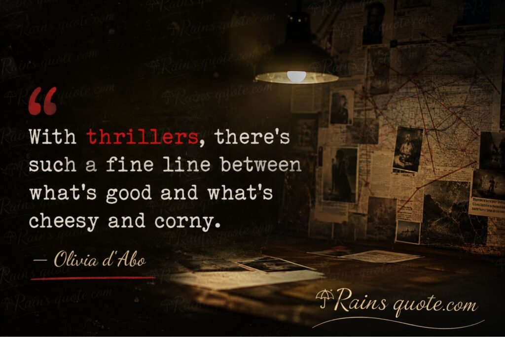 “With thrillers, there's such a fine line between what's good and what's cheesy and corny.”
