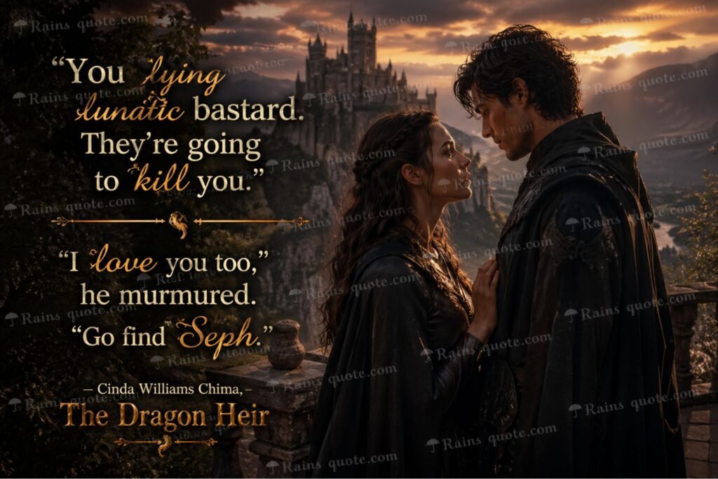 “You lying lunatic bastard. They're going to kill you.”
“I love you too,” he murmured. “Go find Seph.”