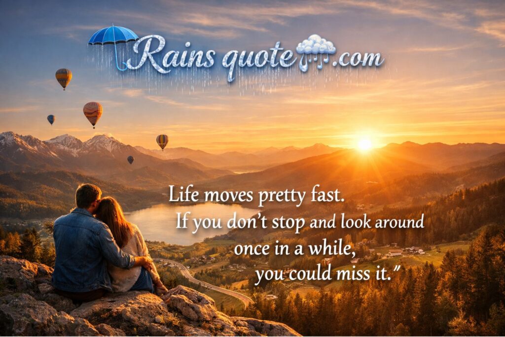 “Life moves pretty fast. If you don’t stop and look around once in a while, you could miss it.”